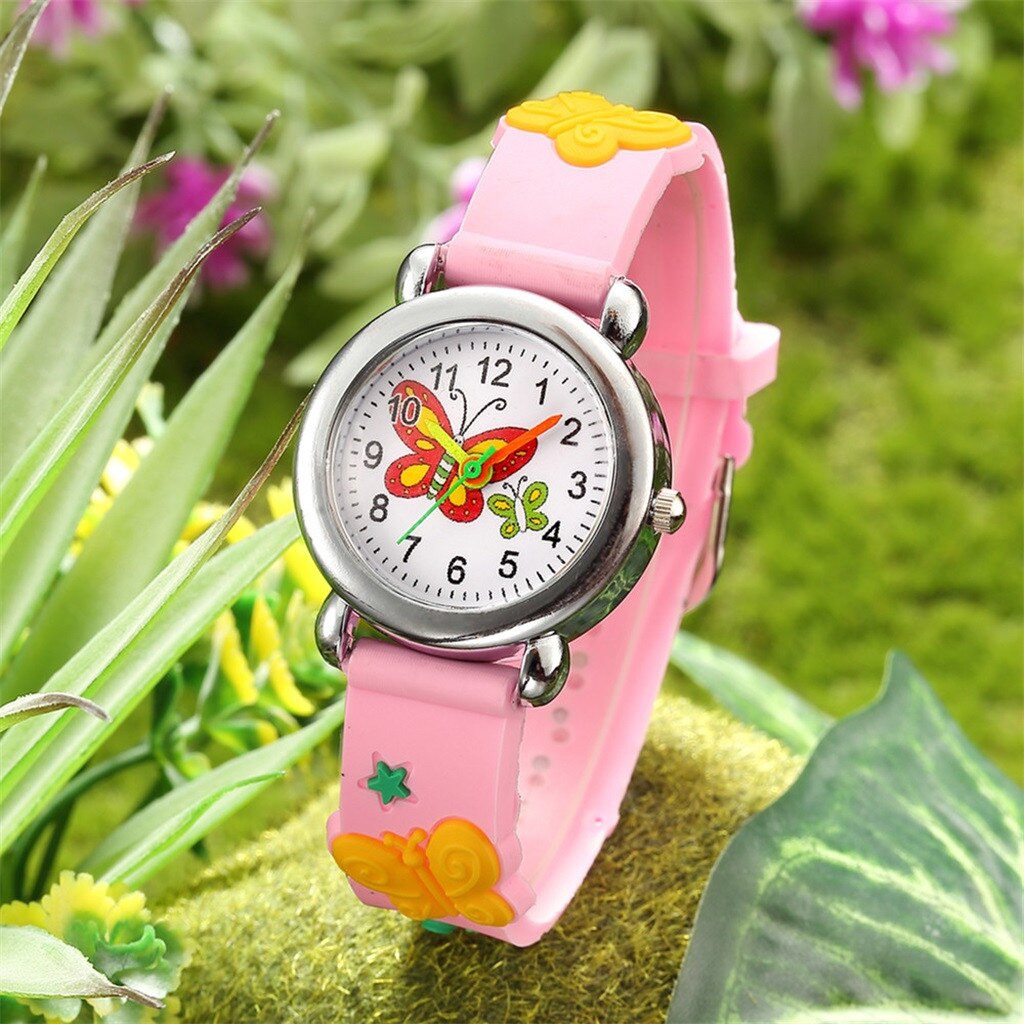 Cartoon Children Watch Cute butterfly Watches Girl Student waterproof leather Quartz Clock kids Quartz Analog Wrist Watch