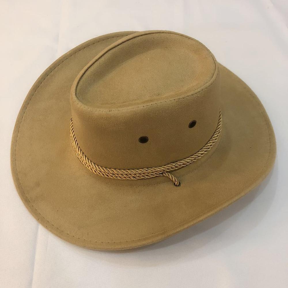 Cowboy Hoed Suede Lente Zomer Man Caps Schaduw Paardrijden Outdoor Effen Kleur Mode: Khaki