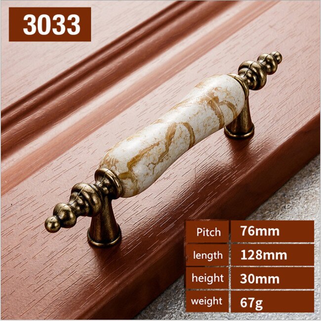 Ceramic Handles for Kitchen Cupboards Cabinet Door knobs Drawer Pulls Antique Furniture Handles Marble Vein Knobs and Handles: 3033-76mmm