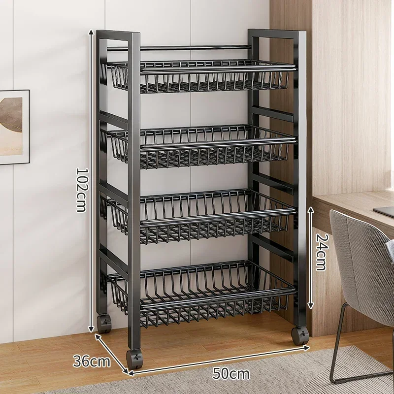 Carro de cesta de verduras para cocina, estante de almacenamiento multifuncional, carrito rodante móvil para fruta, horno microondas, organizador de cocina
