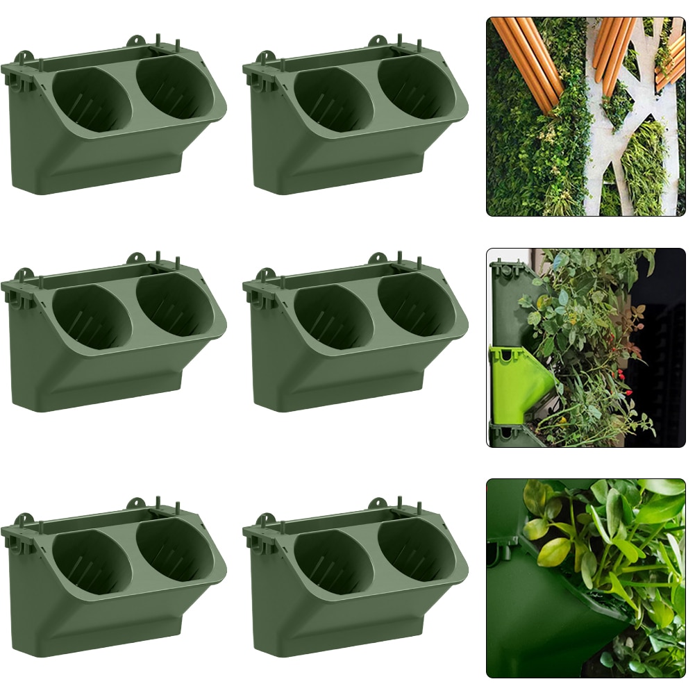 6Pcs Self Watering Bloempot Verticale Tuin Planter Pocket Muur Gemonteerde Vetplanten Planten Bonsai Pot Huis Balkon Decoratie