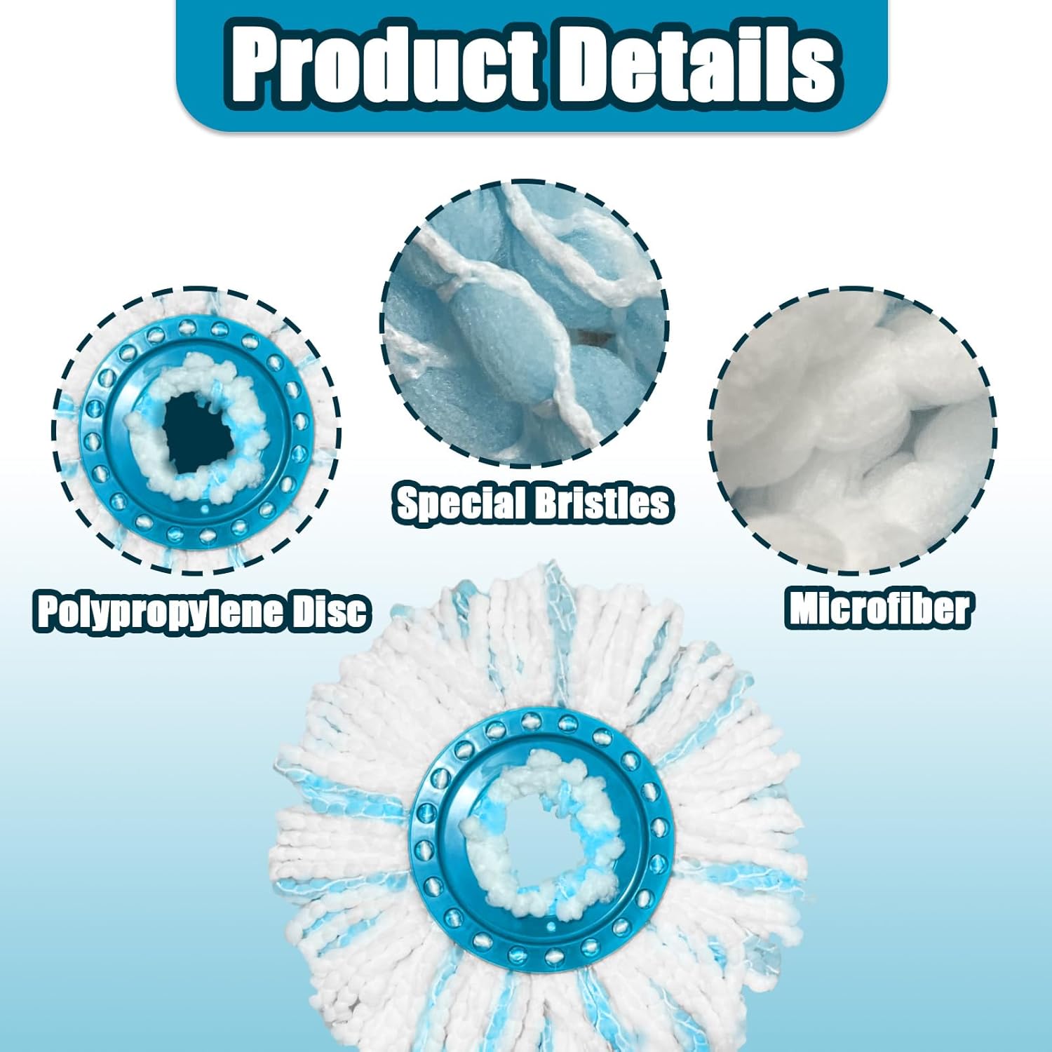 Mop Head for Leifheit Clean Twist Disc Mop, Replacement Mop Head Clean Twist Disc Mop, Effective Cleaning and High Dirt