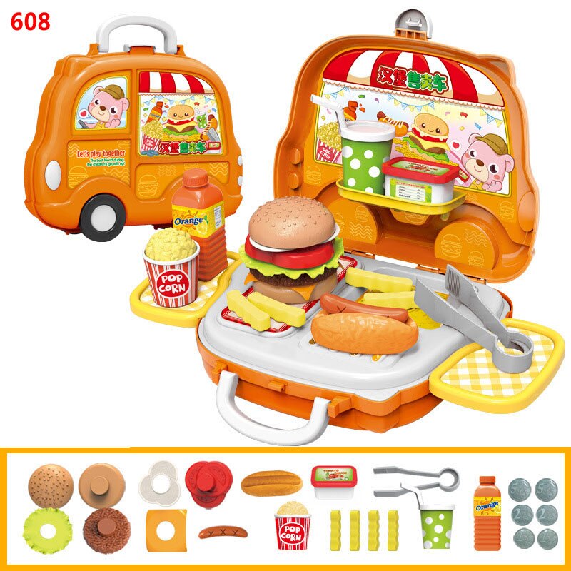 Giocattoli da cucina per bambini simulazione distributore automatico portatile giocattoli educativi per auto mini cucina cibo finta gioca taglio giochi di ruolo giocattolo per ragazze: Hamburger Sale Car