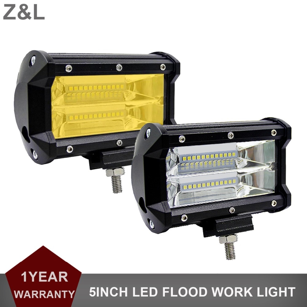 5 INCH LED WORK LIGHT OFF ROAD FLOODLIGHT 9-30V CAR MOTORCYCLE SUV TRUCK WHITE YELLOW NIGHT DRIVING FOG LAMP AUXILIARY INDICATOR