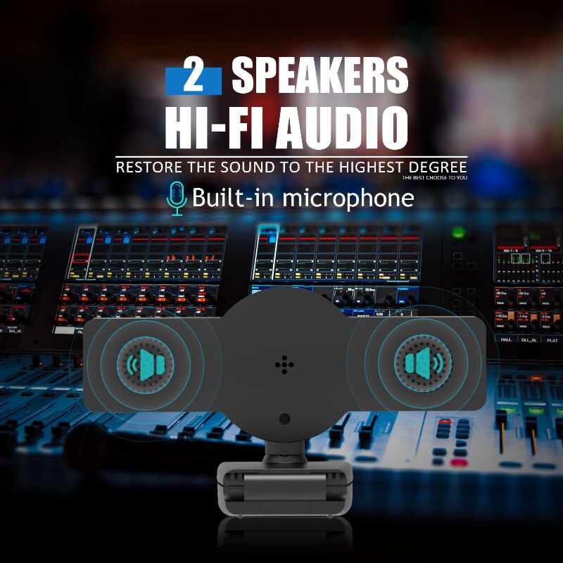 1080P/2K/4K Webcam with Ring Selfie Light Fill Light Built-in Microphone HD Camera for Computer PC Auto Focus Image Sensor