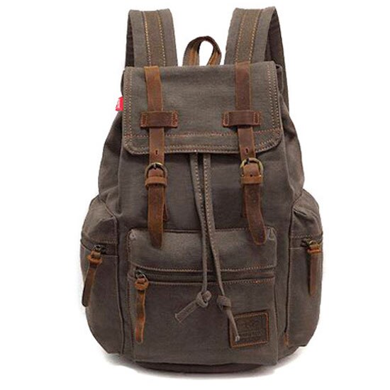 Scione Vintage Reise Rucksäcke Männer Leinwand Schule Laptop Kordelzug Bagpack Große Kapazität Retro Teenager Schulter Taschen: Army Green Big