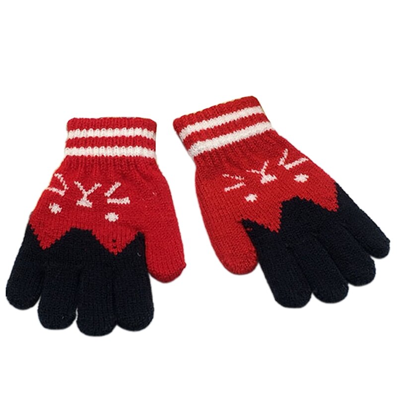 1Pairs Winter warme Baby Gestrickte Handschuhe Für 4-7 Jahre Kinder Handschuhe Mädchen Junge Finger Samt Dicken Winter handschuhe Weihnachten: RD