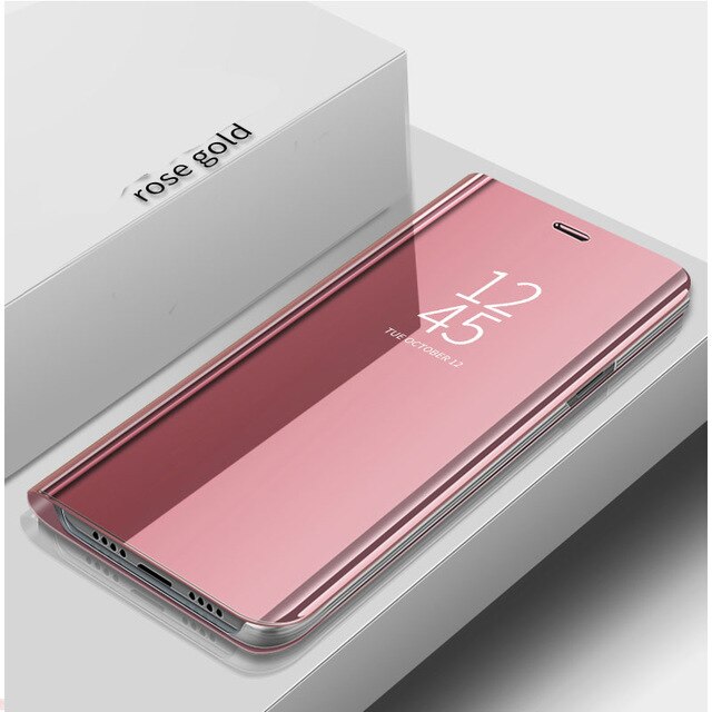 Slimme spiegel flip telefoonhoesje voor samsung galaxy  a30s a30 s hoesje samsung sansung  a 30 s 30s a305f a307f 6.4 '' standaard hoesje: A30 / Roségoud