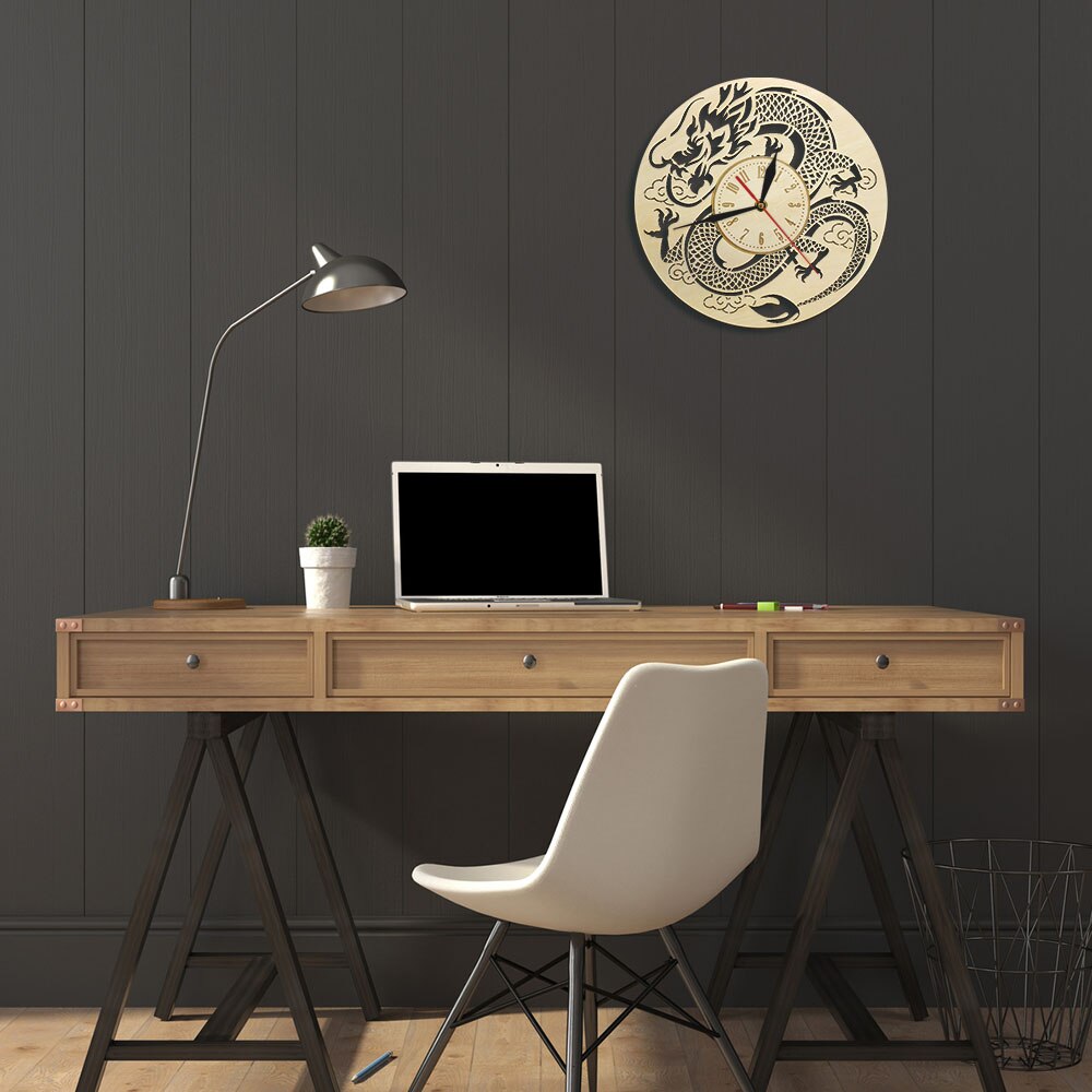 Jahrgang Drachen Skulptur Uhr horloge Japanischen Drachen Fantasy Wanduhr Holz Hause DéKor Original Nicht Tickt wandklok