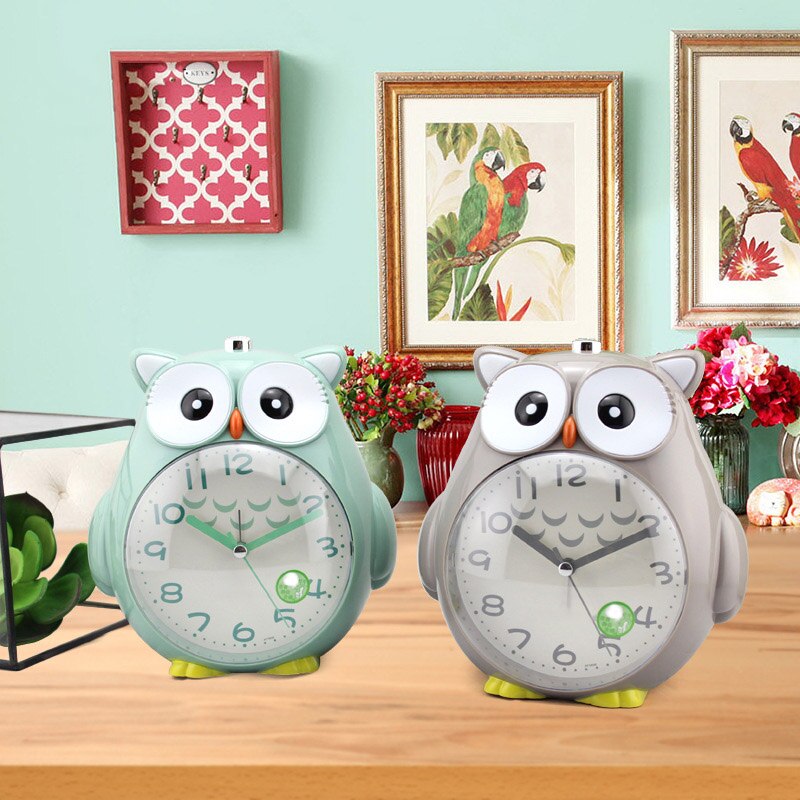 Alarm Clock Cute Owl Mute Scanning Luminous Clocks Night Light Double Tone Student Child Alarm Clock Birthday Kid