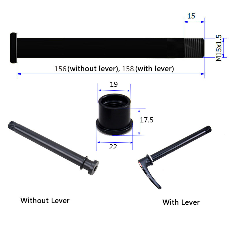15x110 Front Thru axle skewer for front fork MTB road bicycle QR 15 X 110 thru axis with a lockNut length 156 - 158 mm