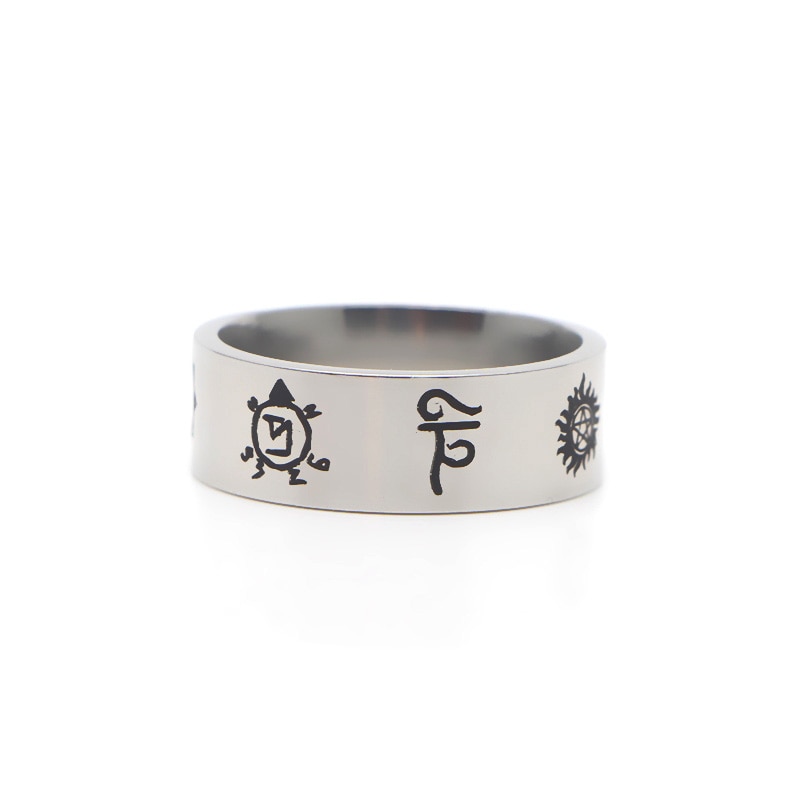 V297 Nouvelle Rune Amulette Bague Homme Surnaturel Série En Acier Inoxydable Bague Pour Hommes