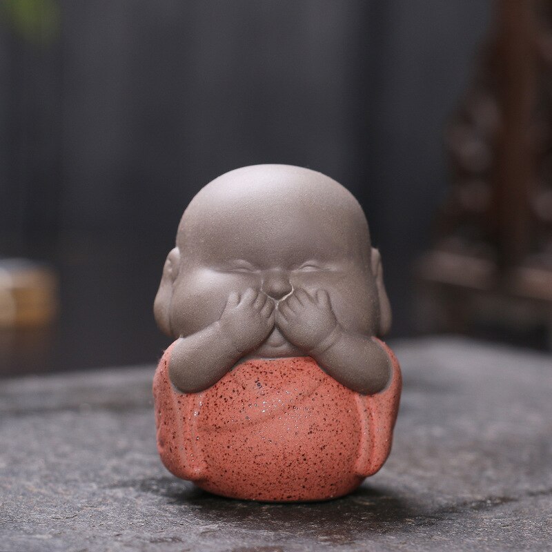 Mini dekorative keramiske buddha statuer munke indretning artikler noing ser ingen hørelse siger keramiske munke skulptur buda
