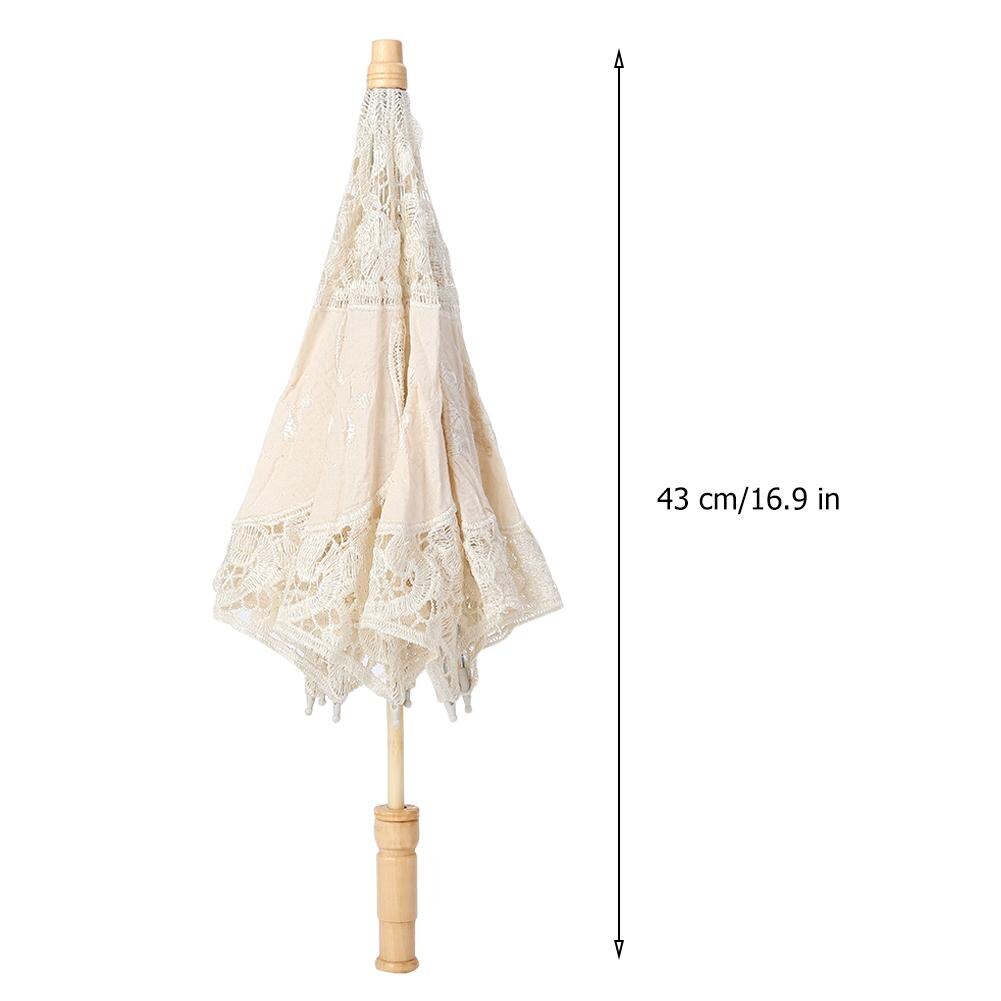 Lace Parasol Umbrella Flower Embroidery Parasol Wedding Bride Photography Umbrella Handmade Bridal Wedding Umbrella: Beige L