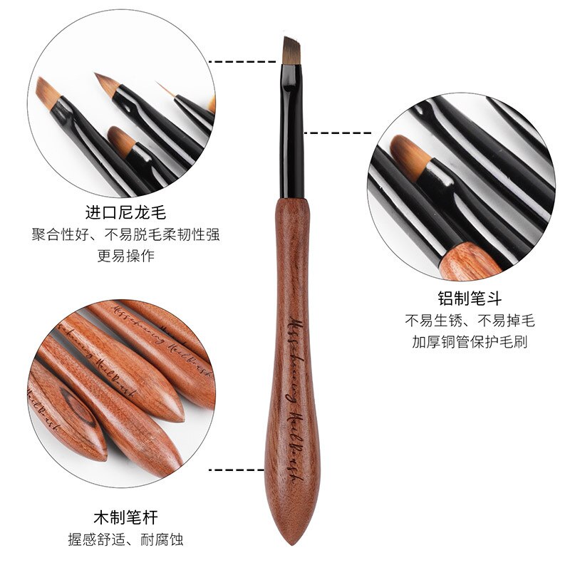 1Pcs Japan Kalebas Walnoot Hout Nail Art Brush Dot Tekening Schilderen Carving Geleidelijke Verven Franse Uv Builder Gel Polish liner Pen
