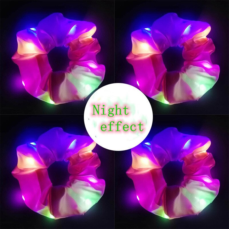 Led självlysande tjocktarm hårring nät rött huvud rep bar bungee hår rep koreanska enkelt gummiband håraccessoarer