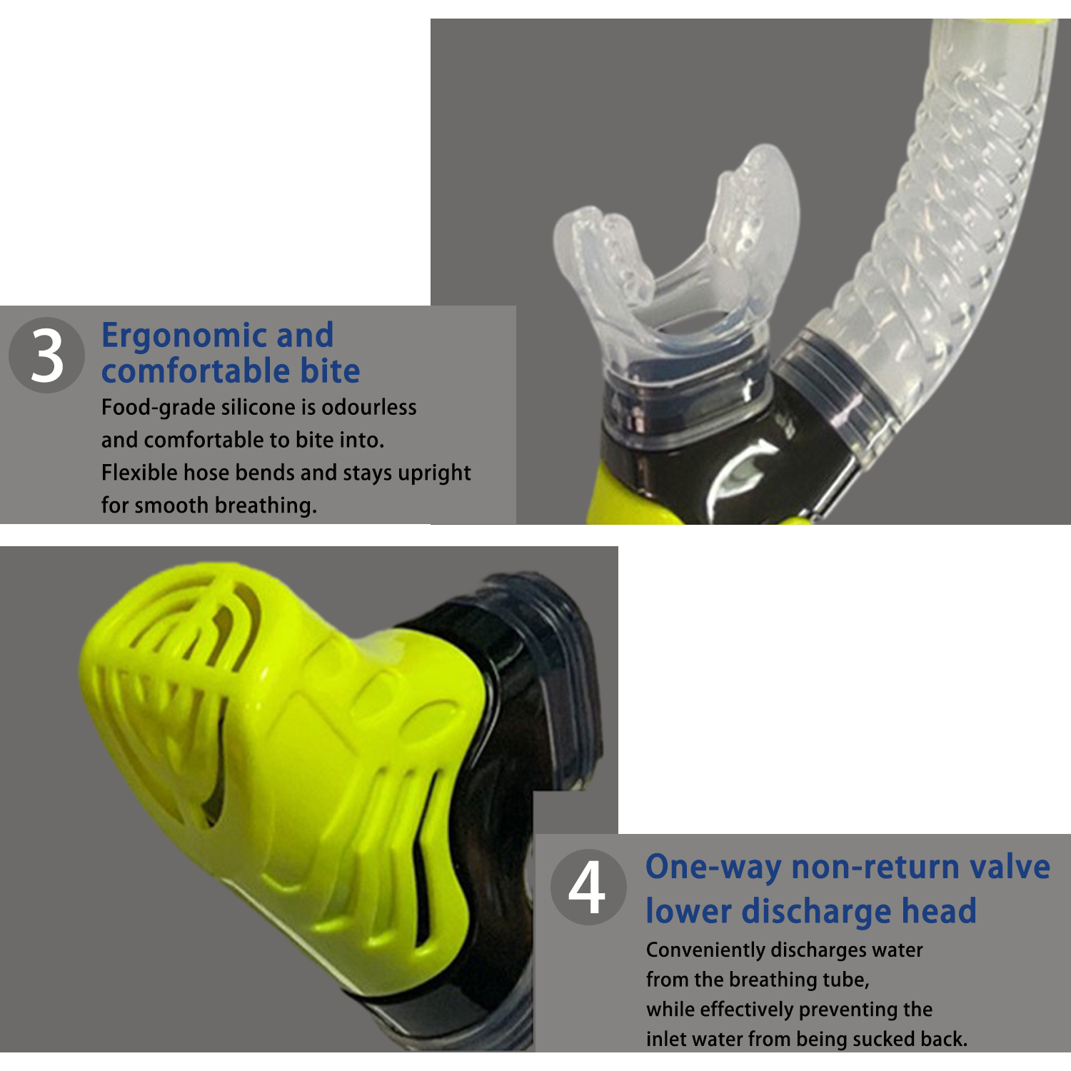 Swimming Training Snorkel Comfortable Silicone Snorkeling Single Hose Scuba Diving Adults Teenagers Children Swimming Gear