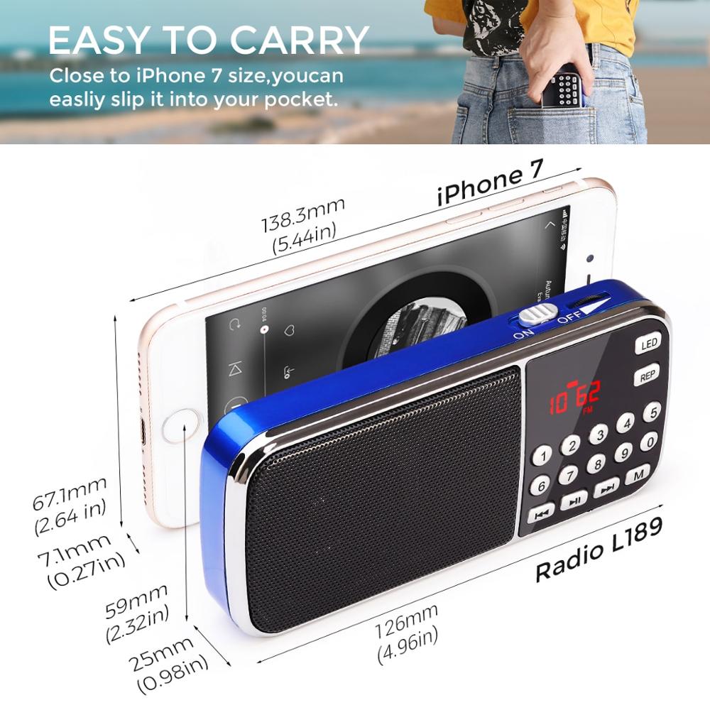 PRUNUS J-189 Mini Portable FM Hi-Fi USB SD MP3 Radio Digital Pocket Radio Receiver with Hidden Antenna Emergency Flashlight