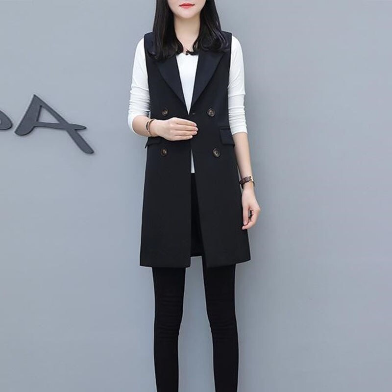 Chaleco largo sin mangas para mujer, chaqueta delgada coreana, Tops para primavera y otoño, 2022