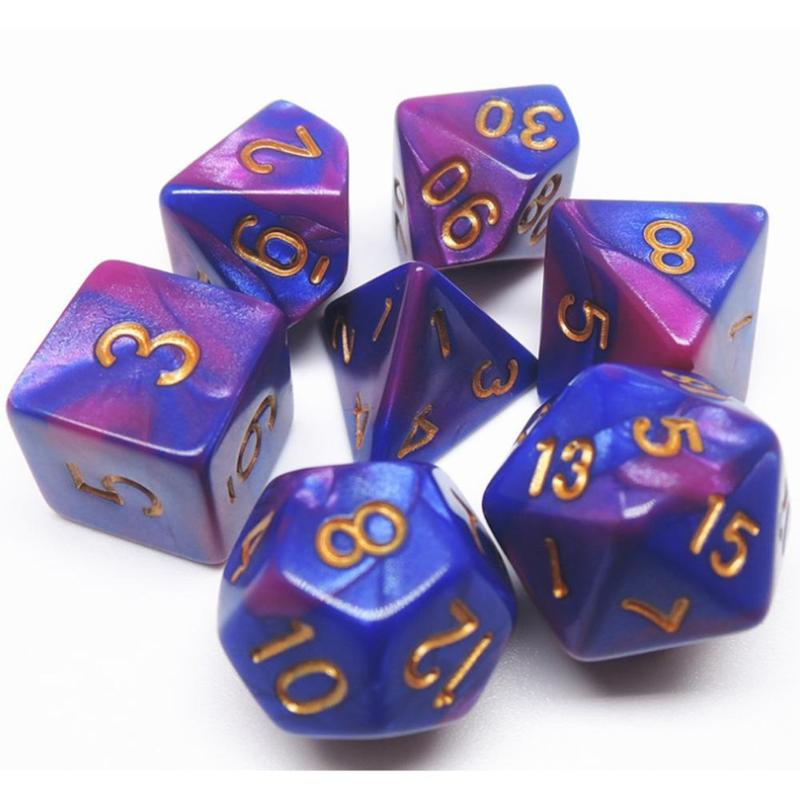 7 stücke Blau-lila Acryl Polyhedral Sterben Rolle Spielen Phantom Tisch Würfel Set