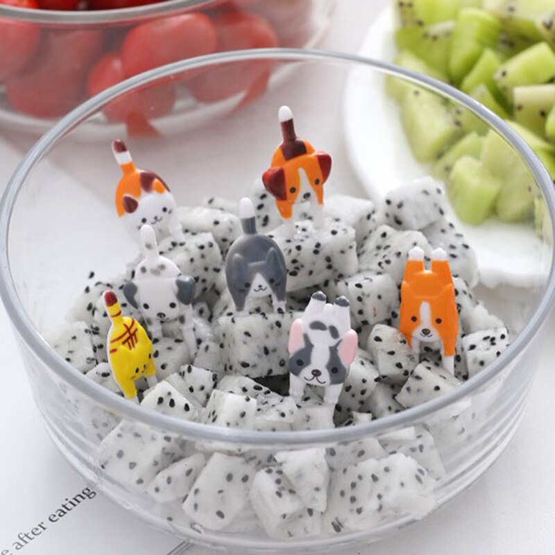 7 stk/sæt søde mini dyr tegneserie mad plukker børn snack mad frugt gafler frokost bento tilbehør fest indretning
