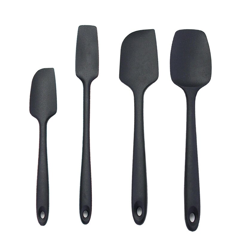 Hoge Hittebestendig Premium Siliconen Spatel Set, Naadloze , Non-stick Met Roestvrij Stalen Kern, koken/Bakken Gebruiksvoorwerp: Black Set of 4