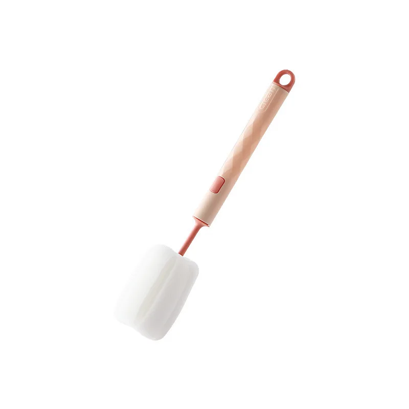 Spugna per la pulizia della tazza Spazzola Manico lungo per bicchieri da caffè Pentola Tazza da latte Tazze Bottiglia di vino Biberon Cucina Lavaggio dei piatti di Unico: Colore rosa
