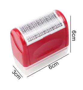 Roller Self Inking Stock Stamp Seal Theft Protection Code Guard Your ID Confidentiality Confidential Seal Office File Stamp Tool: Red L