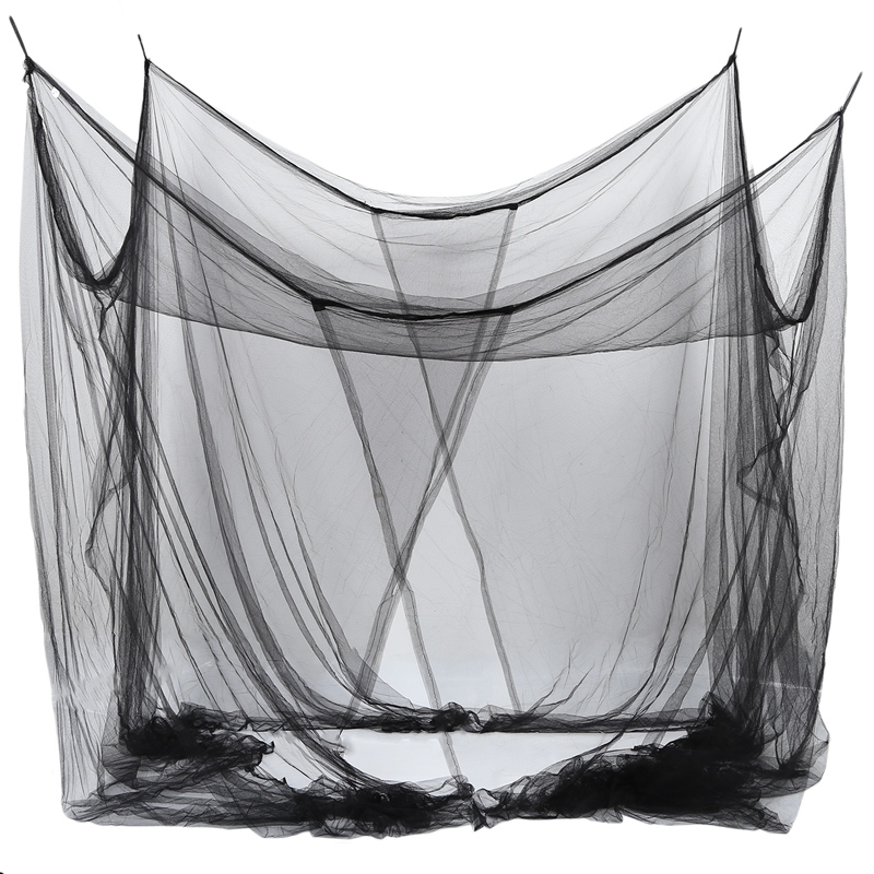 4-Hoek Bed Netting Canopy Klamboe Voor Queen/Kingsize Bed 190*210*240 Cm (Zwart)