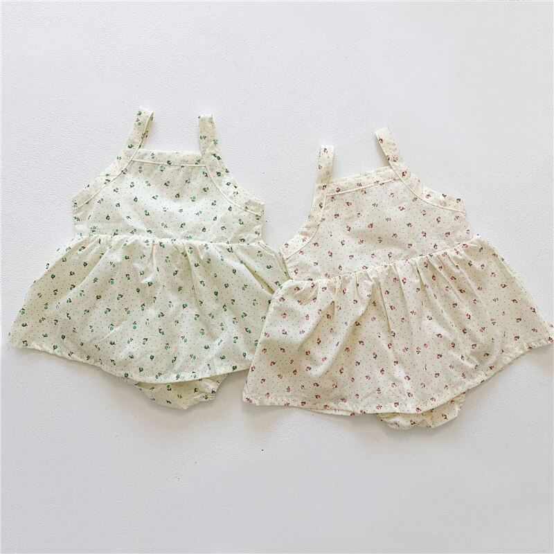 0-3Y New Summer Newborn Baby Dress For Girls Cotton Floral senza maniche Infant Girl pagliaccetto abiti abiti carini