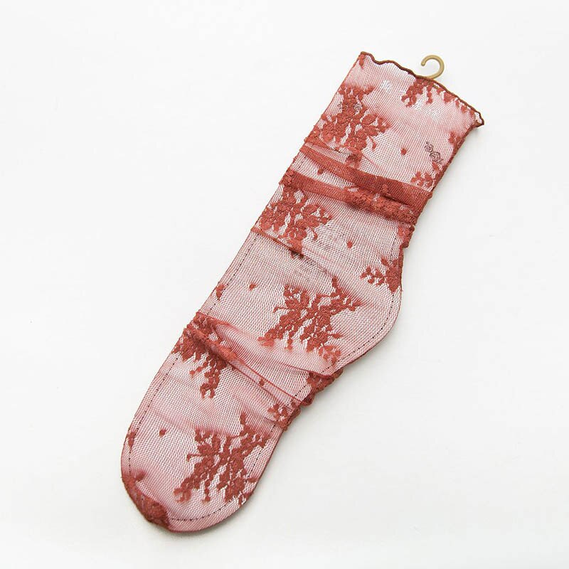 [EIOISAPRA] calcetines de verano para mujeres delgadas, transpirables, transparentes, con encaje decorativo, patrón de montón de calcetines, 8 colores, Casual, de