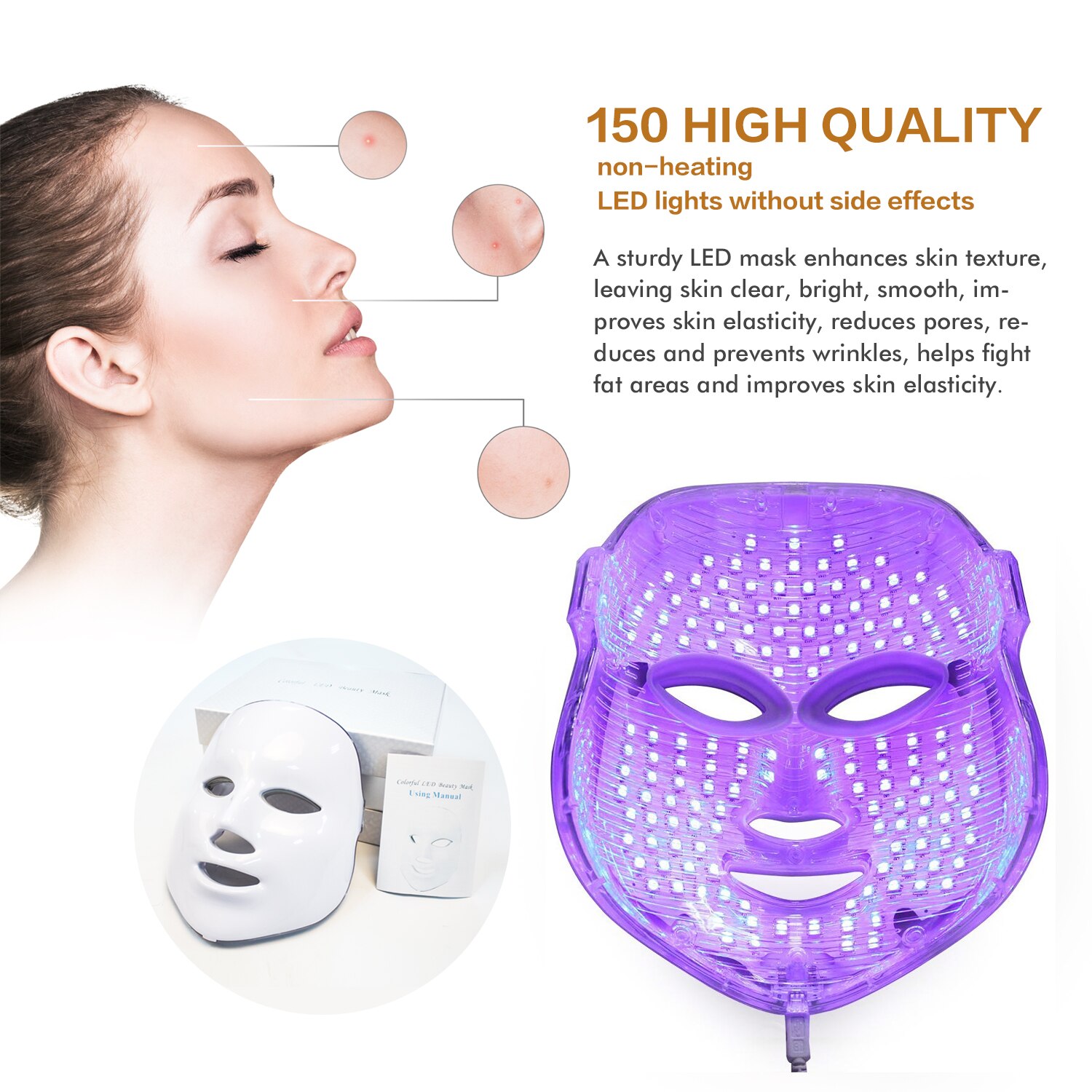 Led Facial Mask 7 Colors Light Photon Therapy Mask Skin Rejuvenation Brightening Skin Shrink Pores Device