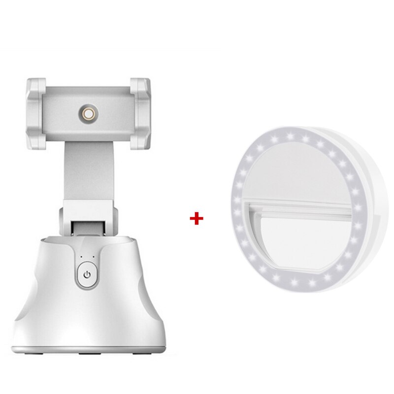 APAI Genie Gesicht Verfolgung Kamera Clever Schießen Selfie Stock 360 ° Drehung Objekt Verfolgung Halfter Gimbal für Vlog Video Rekord: weiß mit licht