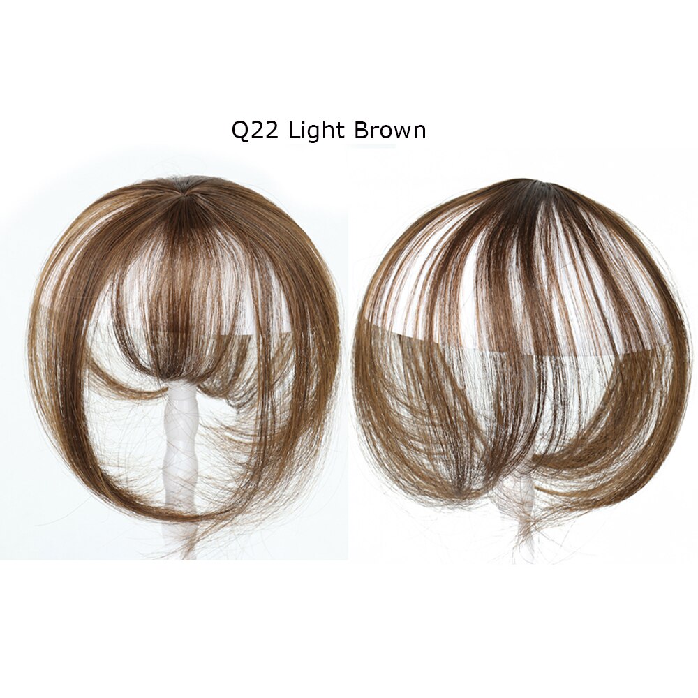 Flequillo de aire 3D con dos lados largos para mujer tejido a mano Invisible negro sin costuras marrón Neat Bangs: Q22 Light Brown