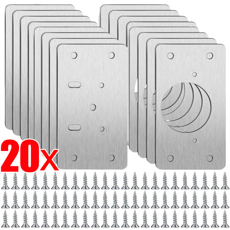 20/2 Stuks Kast Scharnier Reparatie Plaat Kit Rvs Deur Scharnier Montageplaat Met Gaten Voor Thuis Keuken kast Meubels