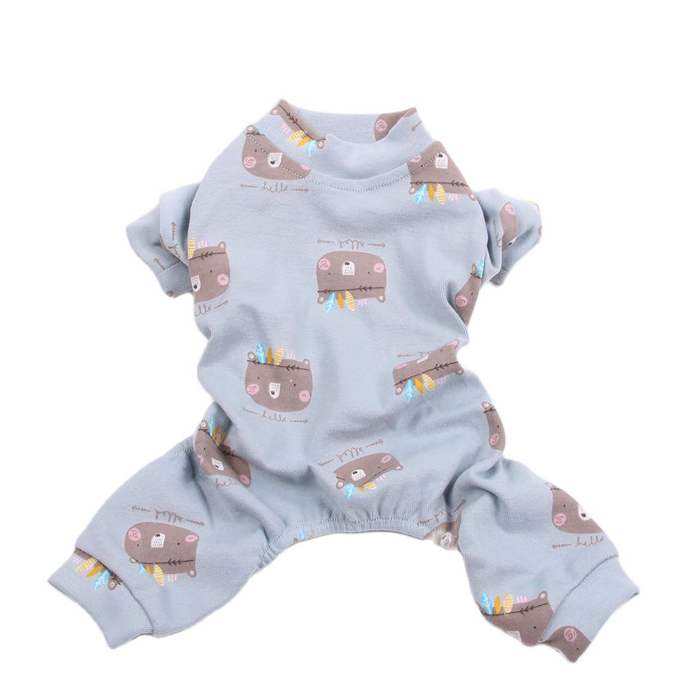 Soft Dog Cat Pajamas Jumpsuit Cartoon Cat Puppy Sleepwear Nightshirt Home Apparel 5 Sizes 6 Colours