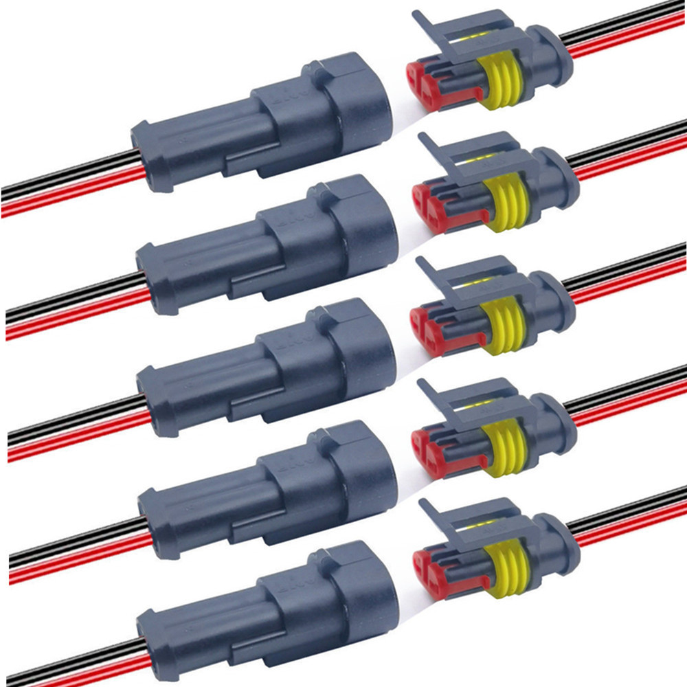 1/2/3/4 -polig vattentät kontakt, elektrisk terminal snabbkontakt , 10 st / 5 set, med kabel, lämplig för bilar, fartyg etc.