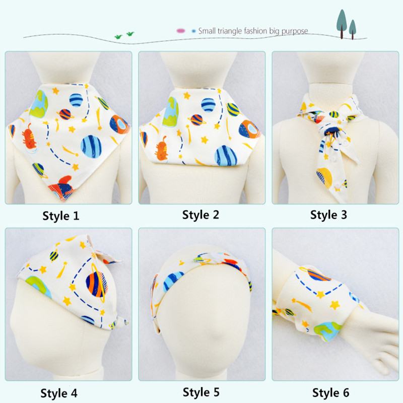[simfamily] 1pc Baby bibs triangle double layers Animal Print baby bandana bibs cotton baberos Cartoon Character