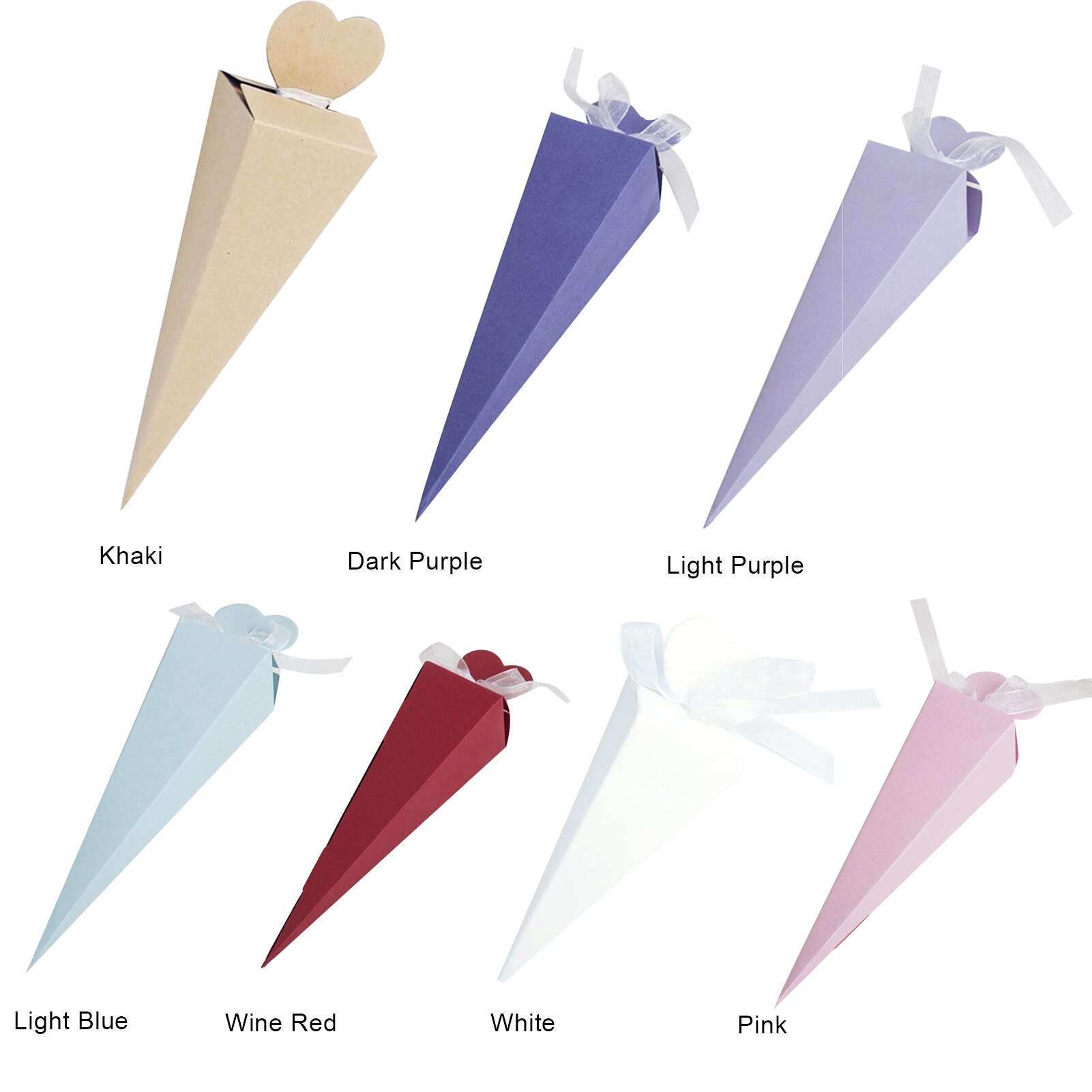 50pcs Cones Favour Box Long Triangles Shape Sweet Candy Box For Wedding Birthday Party Cake Decorating Tools