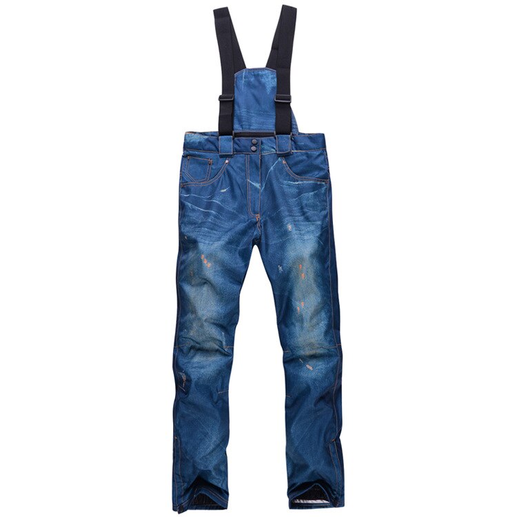 Stijl Denim Ski Broek Bretels Denim Ski Broek Mannen Schaatsen Snowboard Waterdicht, Winddicht En Warm Ski Broek: Jeans blue / XS