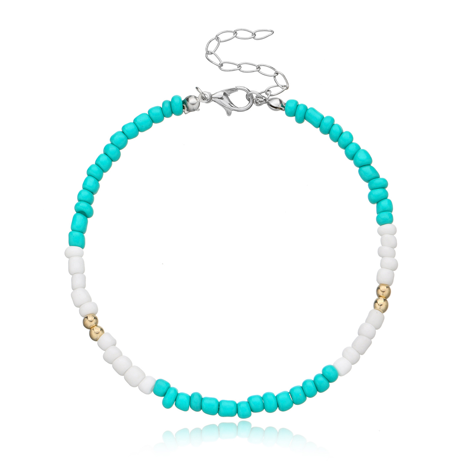 Tobillera Bohemia con cuentas de arroz para mujer, pulsera de tobillo hecha a mano, cadena de cuentas en el pie, joyería de verano: 3