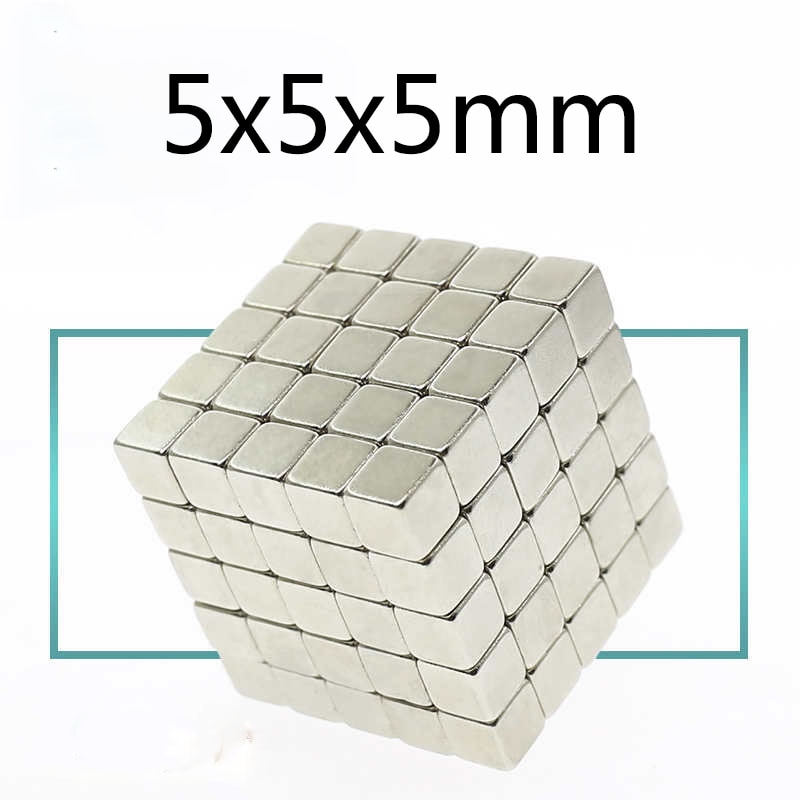 70/150/300pcs Krachtige N35 Neodymium Magneten Super Sterke Cuboid Cube Dubbele Vernikkeld Zeldzame Aarde Magneten 5*5*5mm