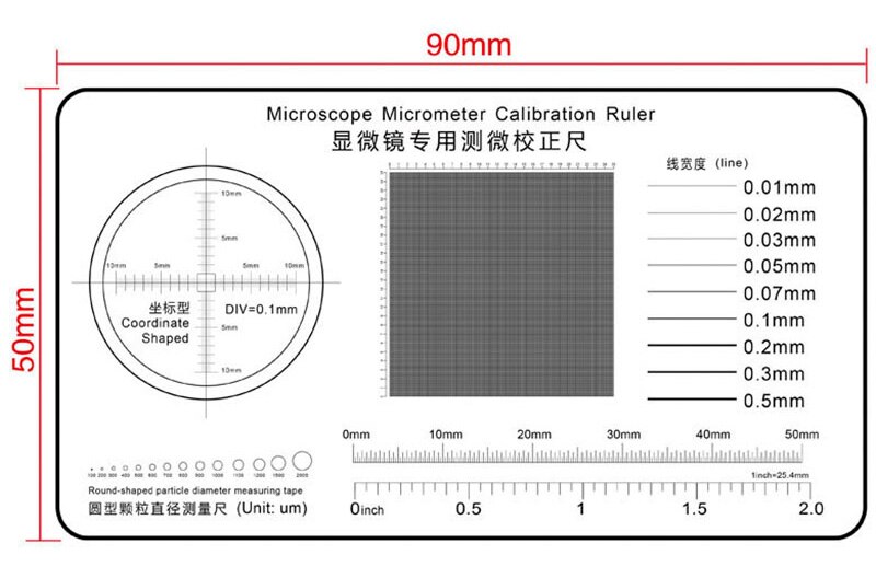 High Precision Film Point Gauge Soft Ruler Microscope Micrometer Calibration Slide Line Width Particle Diameter Measurement: 4