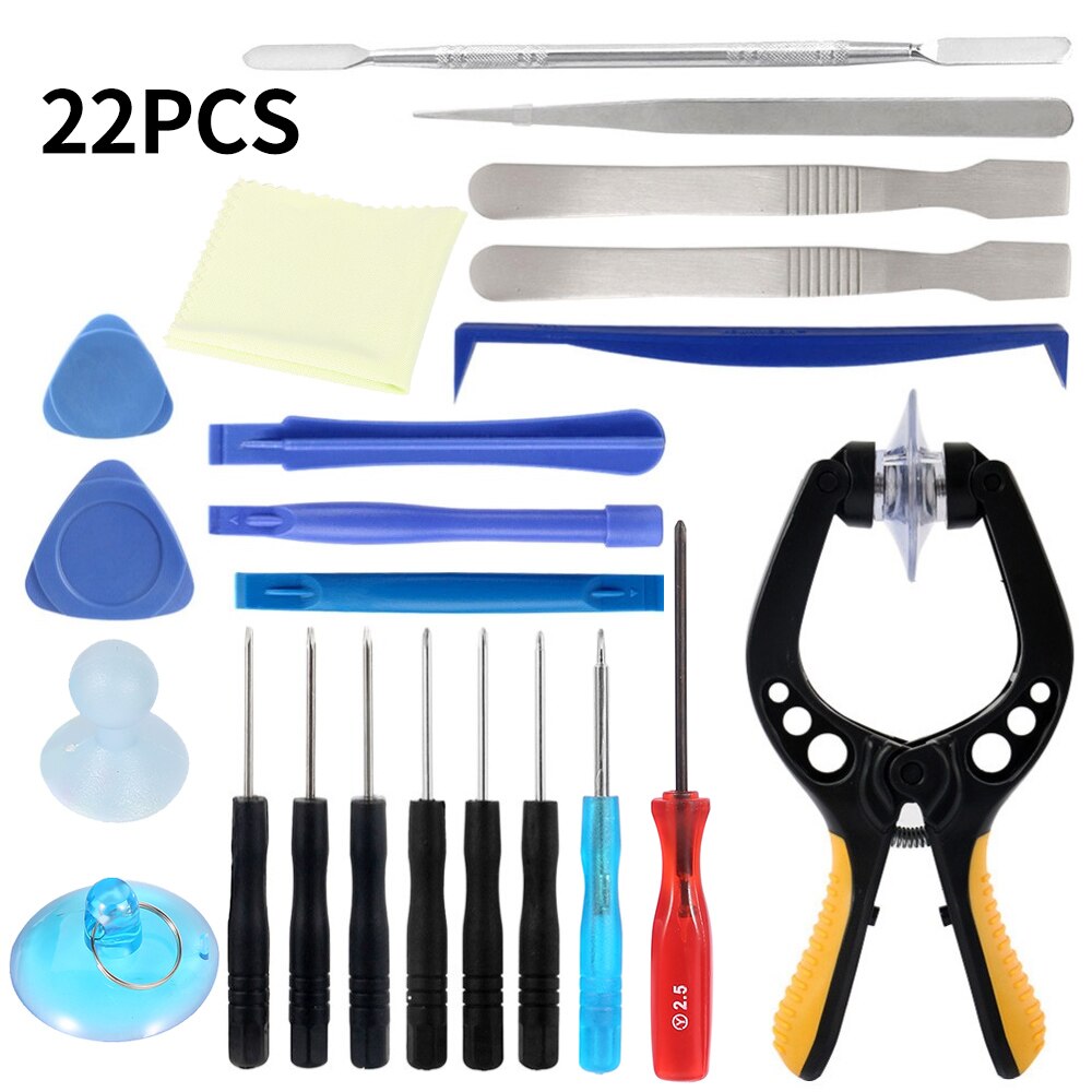 22 pièces outils de réparation de téléphone portable Multitool tournevis ensemble écran ouverture ventouse pour tablette iPhone iPad ordinateur portable: Default Title