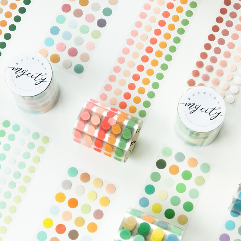 1250 Stuks Candy Kleur Stippen Washi Tape Ronde Cirkel Stickers Dot Huisdier Schrijven Washi Tape Diy Decoratieve Dagboek Planner Scrapbooking