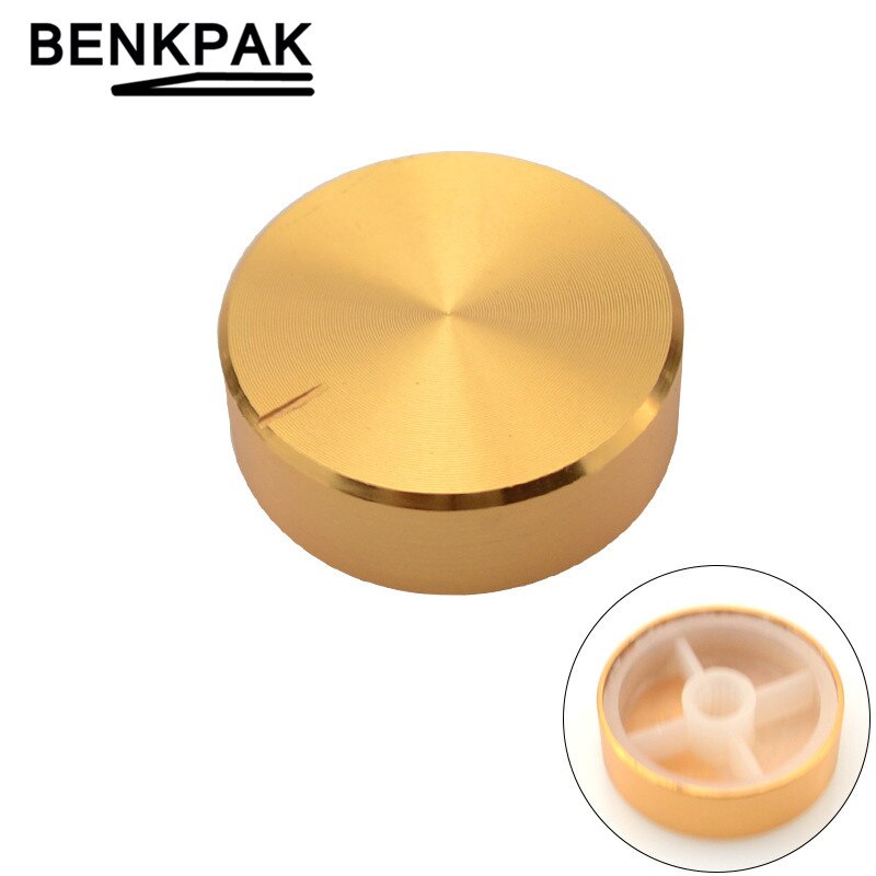 Bouton de contrôle de Volume de potentiomètre de bouton d'alliage d'aluminium de 30*10mm bouton rotatif de 10x30mm pour l'arbre moleté de diamètre de 6mm du bouton de Volume: Or