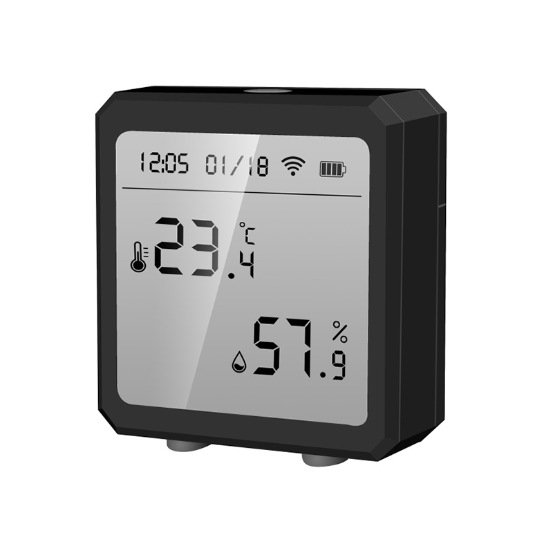 Wifi+Bluetooth Tuya Smart Temperature And Humidity Sensor Can Be Connected To Hotspots, With Alarm Function, Support Smart Life: black 1pcs