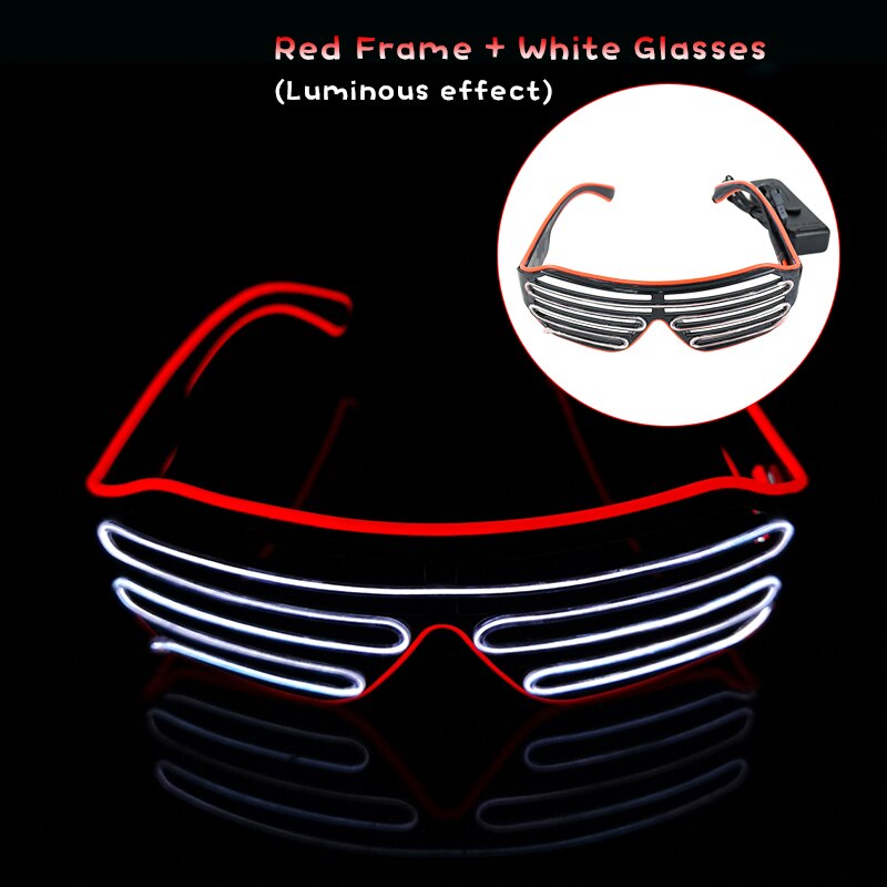 Gafas luminosas LED para Halloween, brillo de neón brillante, luz intermitente, gafas de sol de cristal para suministros de , disfraces de utilería: Z06