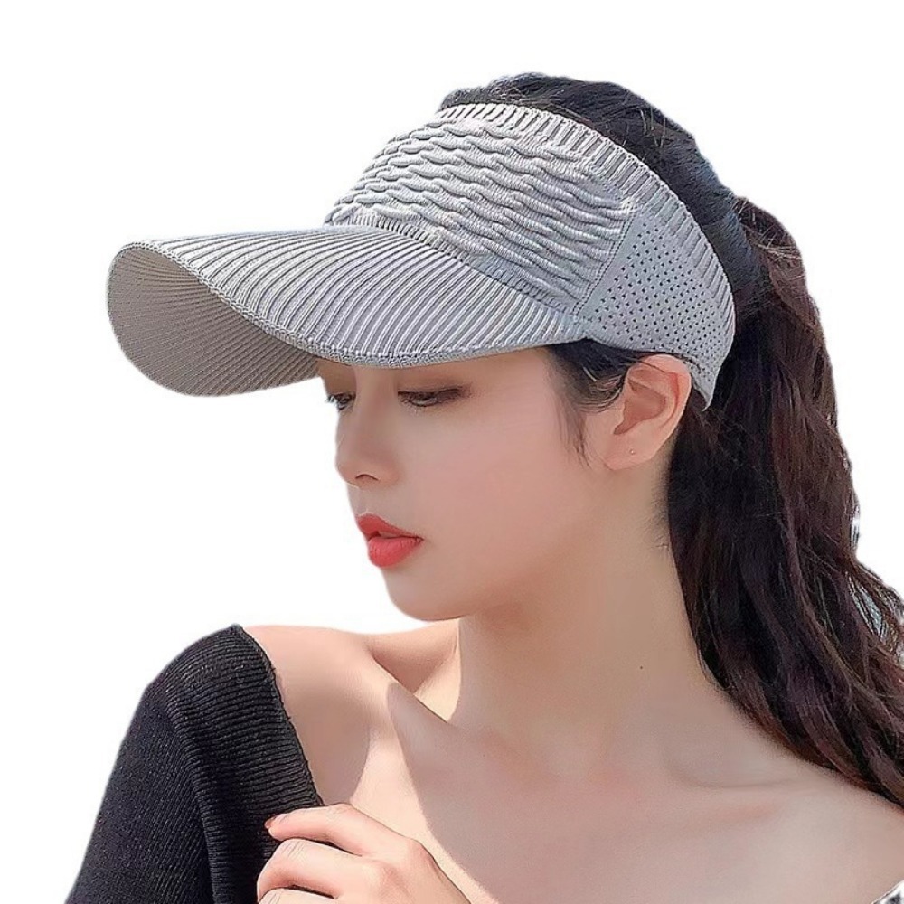1pc Women Anti-UV Sun Hats Breathable Adjustable Empty Top Visor Caps for Tennis Golf Running Travel Beach Sport Outdoor Hat