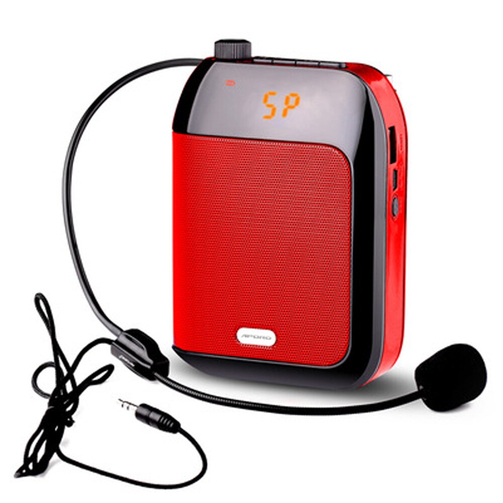Stimme Verstärker 15W verdrahtet Mikrofon Für Lehrer Schule Hochschule Tour führen Tragbare FM Radio Megaphon Amplificador De Voz: rot